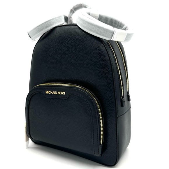Michael Kors Medium Jaycee Backpack Black/Gold - Picture 2 of 12